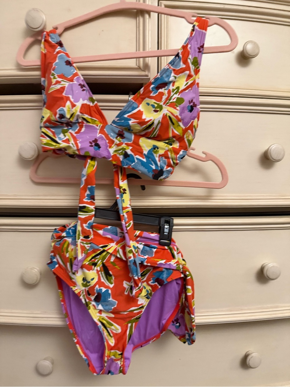 Anne Cole Orange Floral Cutout One-Piece Swimsuit